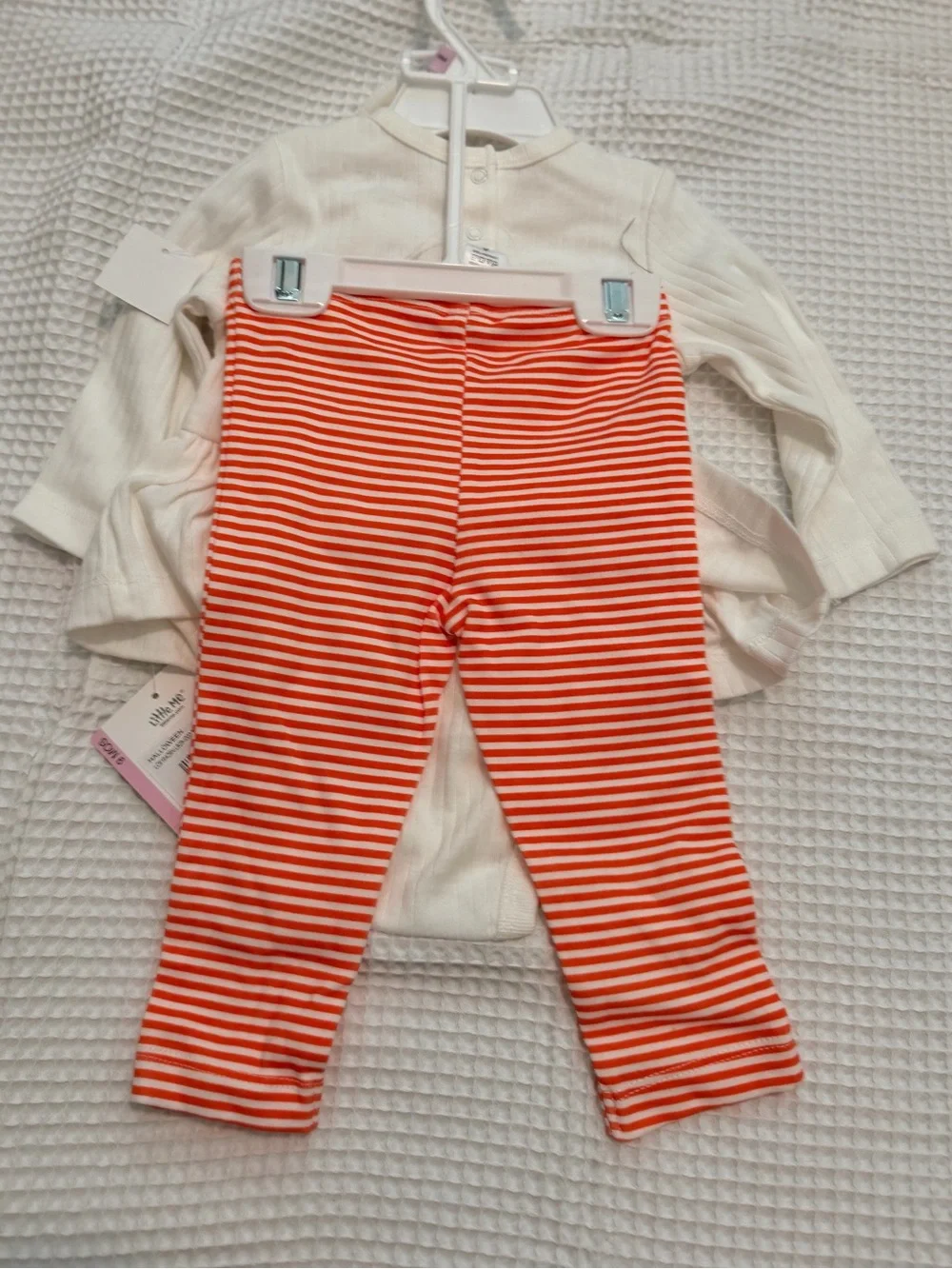 Little Me Cream & Orange Striped Halloween Baby Outfit